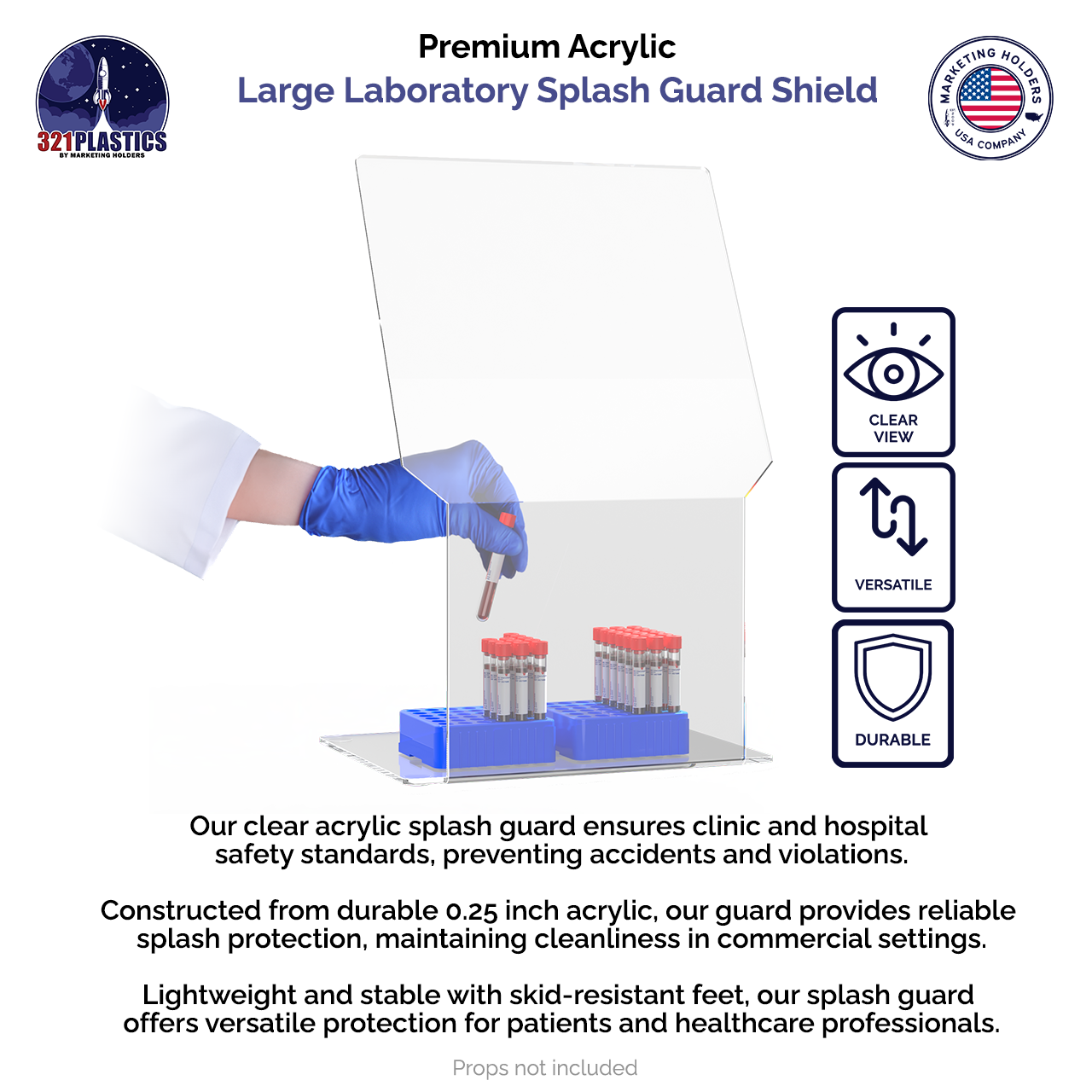 Splash Guard 15"W x 23"H Clear Acrylic Laboratory Shield