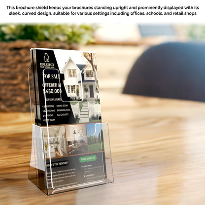 3.5"W x 7"H Brochure Shield Clear Stops Literature From Folding