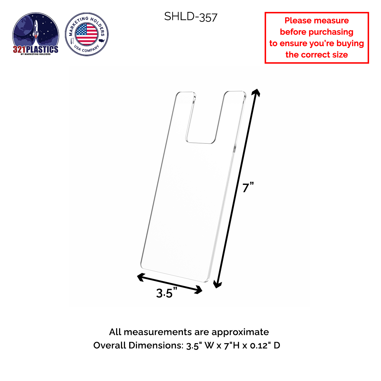 3.5"W x 7"H Brochure Shield Clear Stops Literature From Folding
