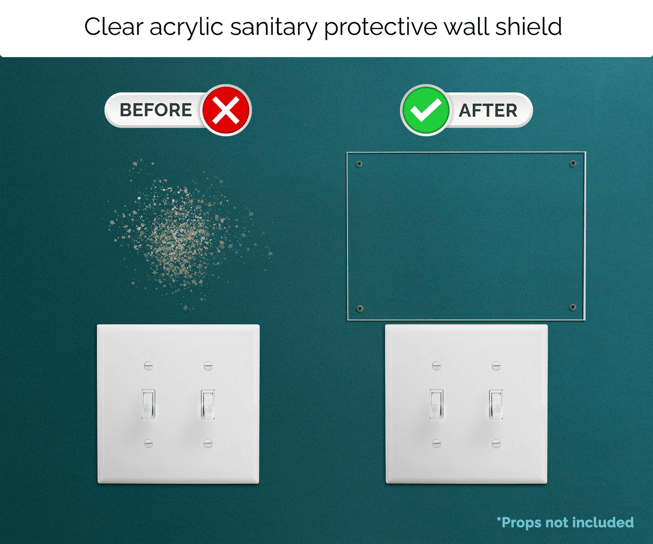 7" x 20" Wall Shield Sanitary Protection Guard with 4 Holes