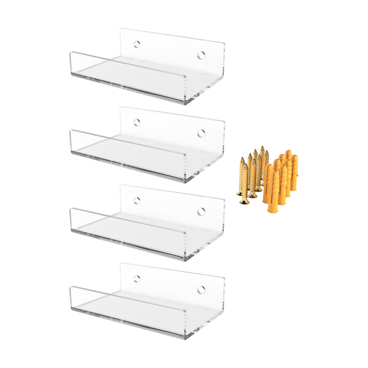 Clear Acrylic Floating Mini Shelves Pack of 4