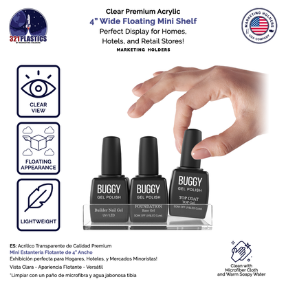 Clear Acrylic Floating Mini Shelves Pack of 4