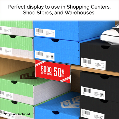 8"W x 3"H Shelf Sign Holder for Retail and Shoe Stores