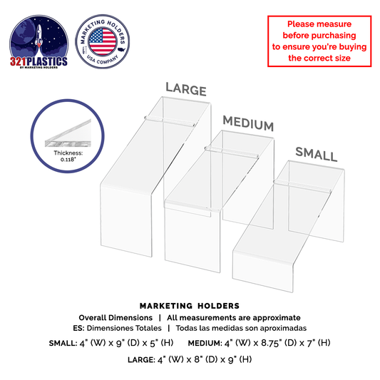 Slanted Shoe Risers 3 Piece Retail Display Stands with Heel Stop