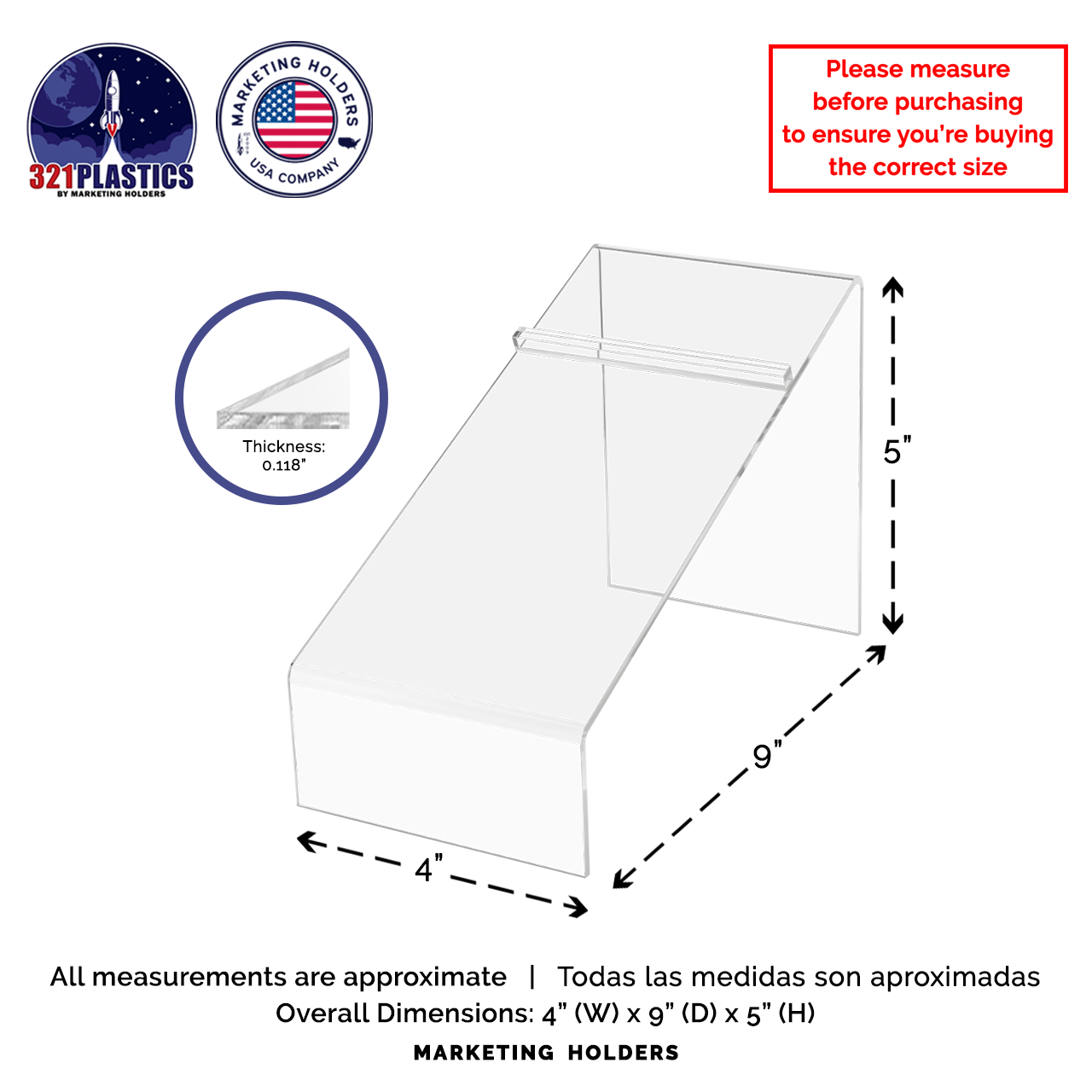 4" x  5" Shoe Riser  Acrylic Display Slanted Footwear Stand