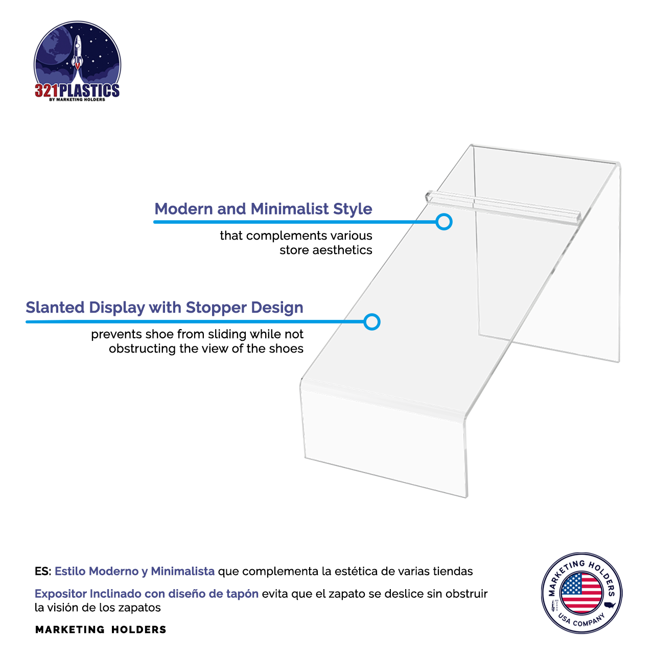 4" x  5" Shoe Riser  Acrylic Display Slanted Footwear Stand