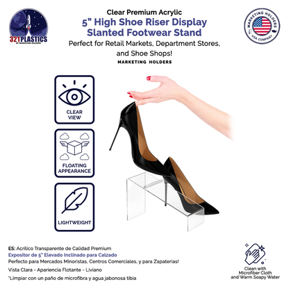 4" x  5" Shoe Riser  Acrylic Display Slanted Footwear Stand