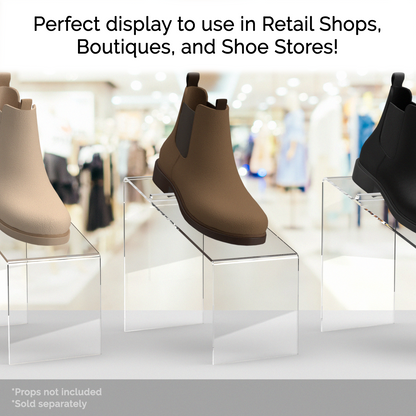 4" x 7" Shoe Riser Clear Acrylic Display Slanted Footwear Stand