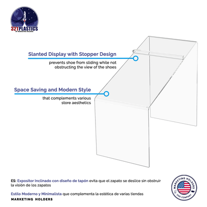 4" x 7" Shoe Riser Clear Acrylic Display Slanted Footwear Stand