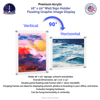 16" x 20" Wall Sign Holder Floating Graphic Poster Display