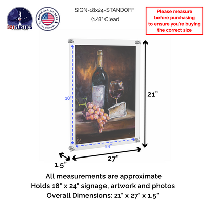 18" x 24" Wall Sign Holder Floating Graphic Poster Display