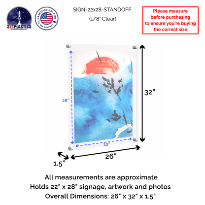 22" x 28" Wall Sign Holder Floating Graphic Poster Display