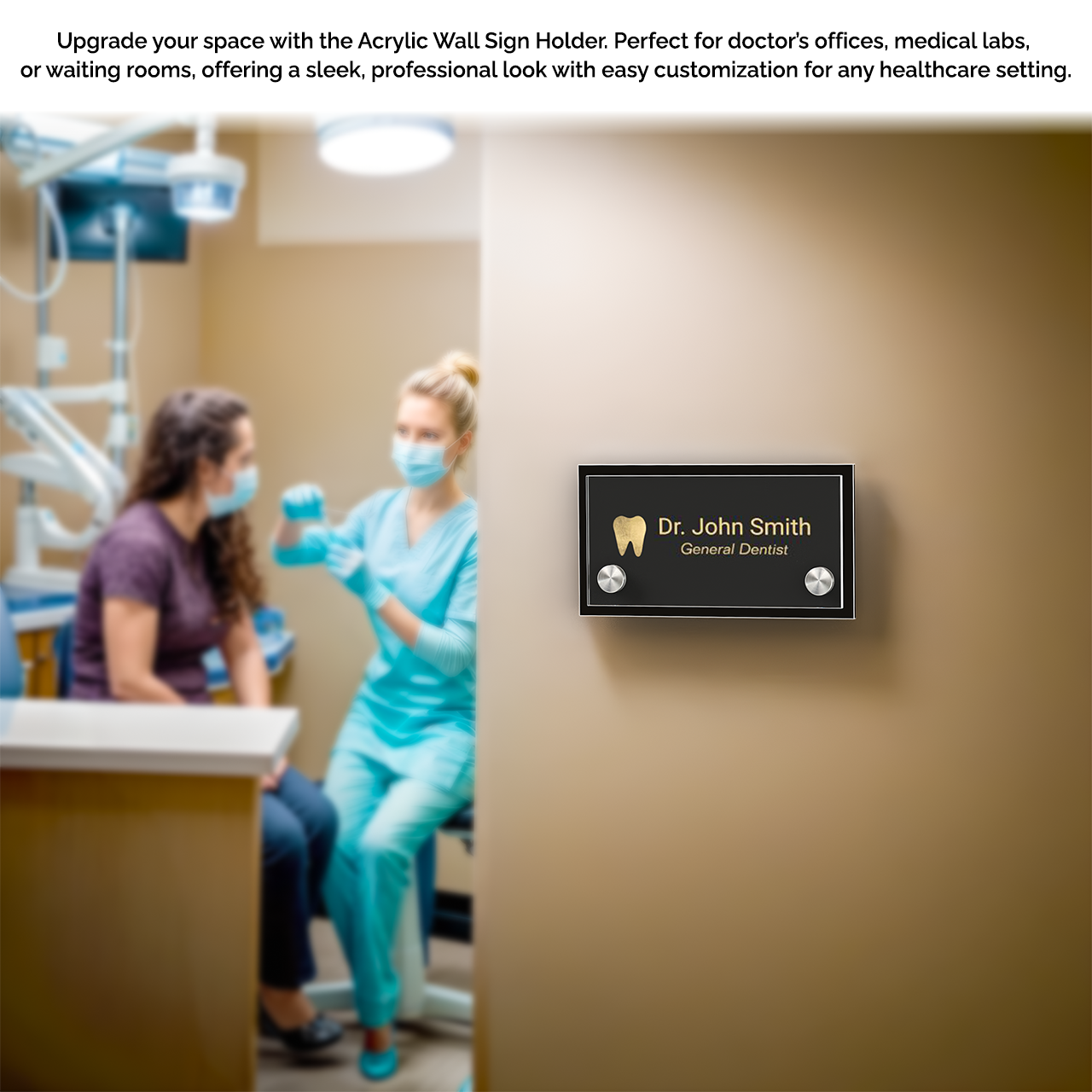 6.5" x 3.5" Wall Sign Holder Black Back with Stainless Standoffs