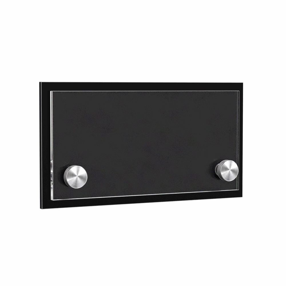 6.5" x 3.5" Wall Sign Holder Black Back with Stainless Standoffs