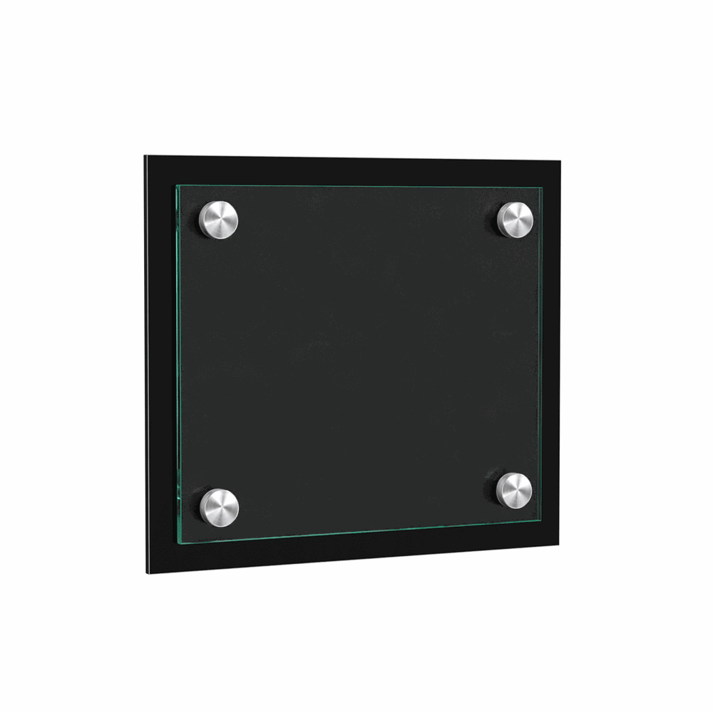 6" x 7" Wall Sign Holder Black Back with Stainless Standoffs