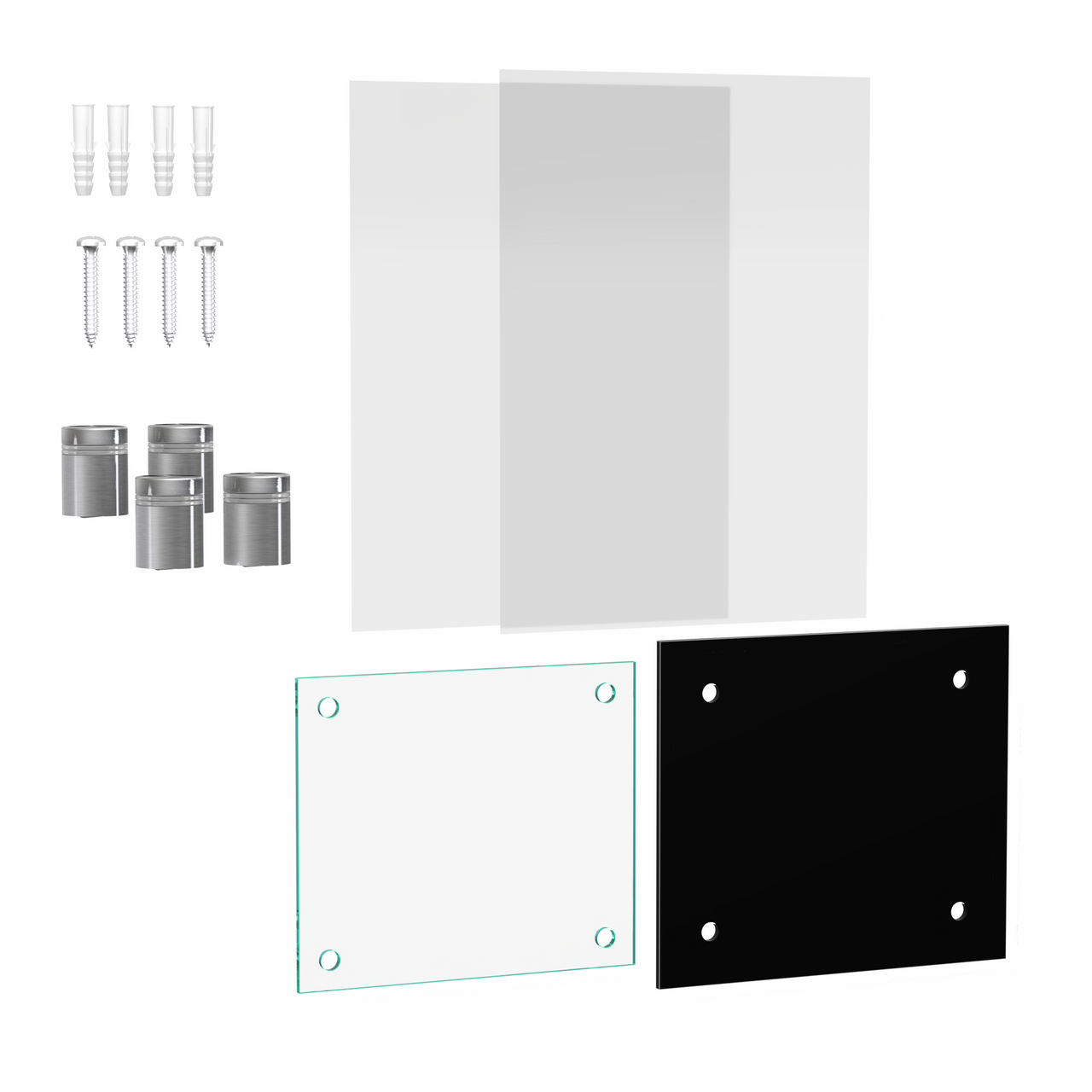 6" x 7" Wall Sign Holder Black Back with Stainless Standoffs