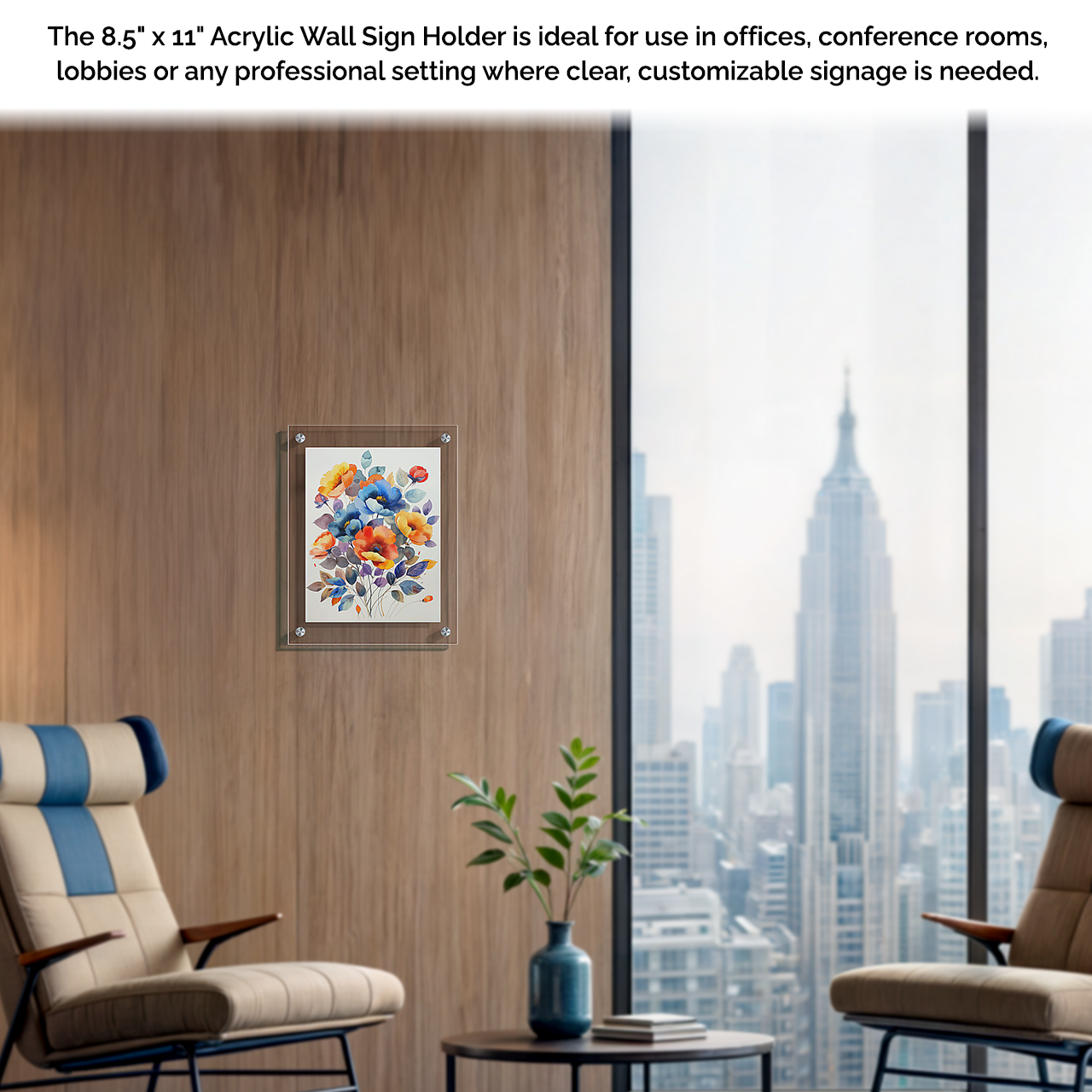 8.5" X 11" Wall Sign Holder Euro Style With Stainless Standoffs