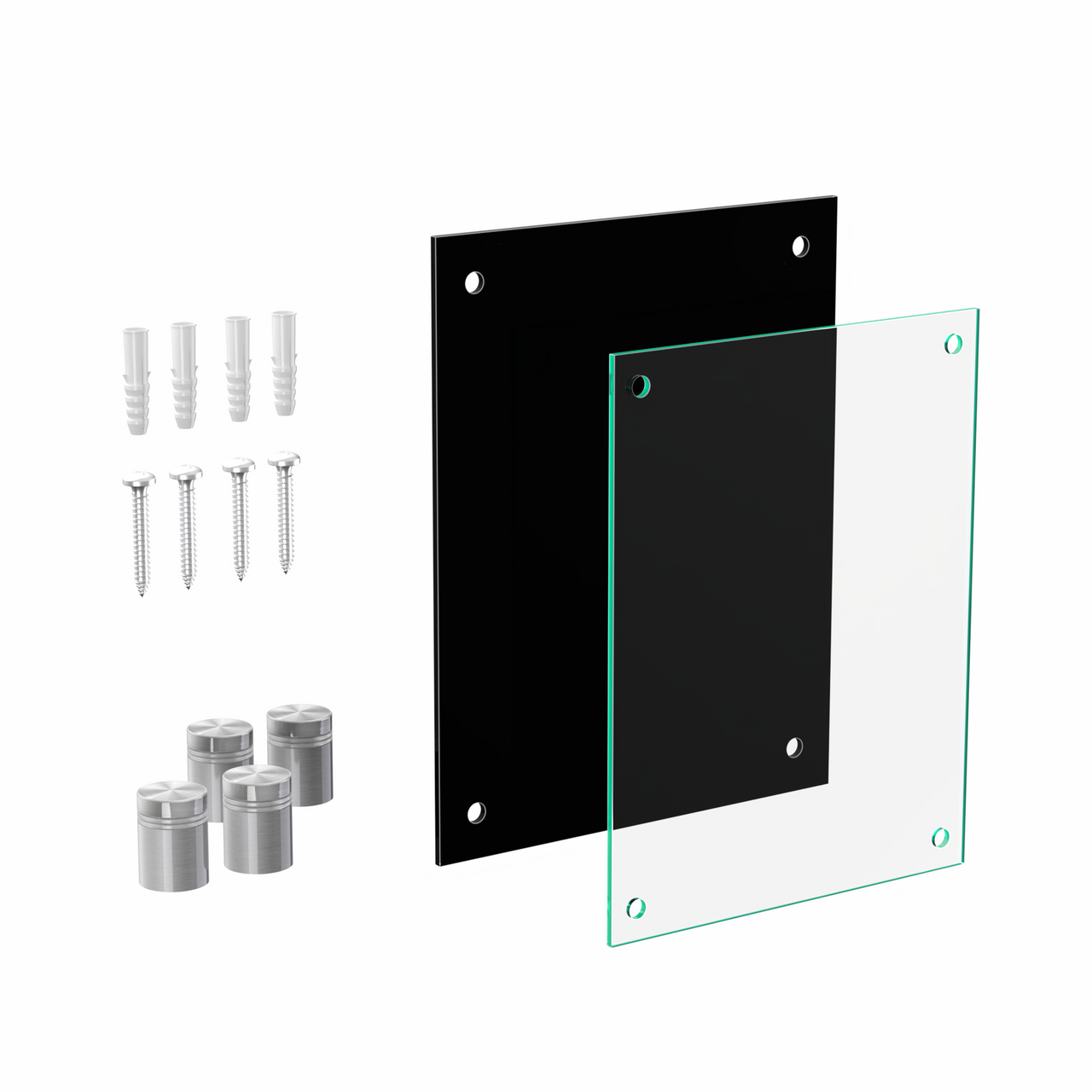 8.5" x 11" Wall Sign Holder Black Back with Stainless Standoffs