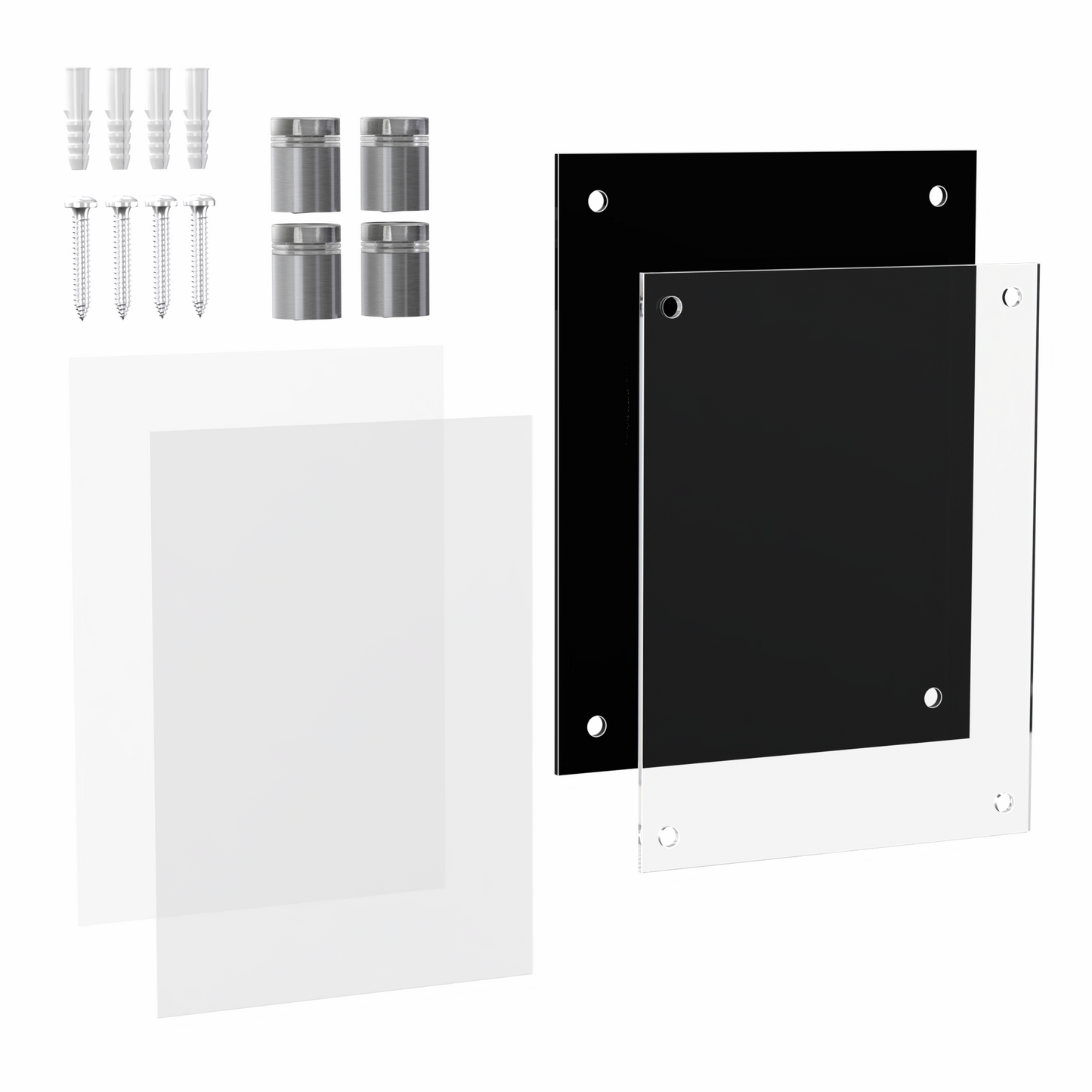 8.5" x 11" Wall Sign Holder Black Back with Standoffs