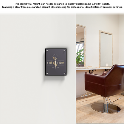 8.5" x 11" Wall Sign Holder Black Back with Standoffs