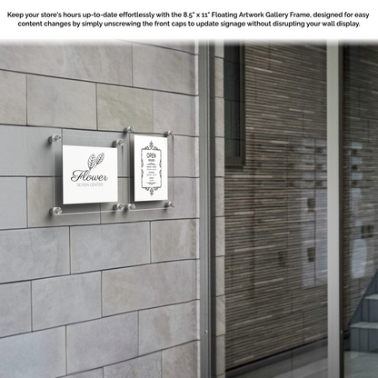8.5" x 11" Wall Sign Holder Floating Graphic Image Display