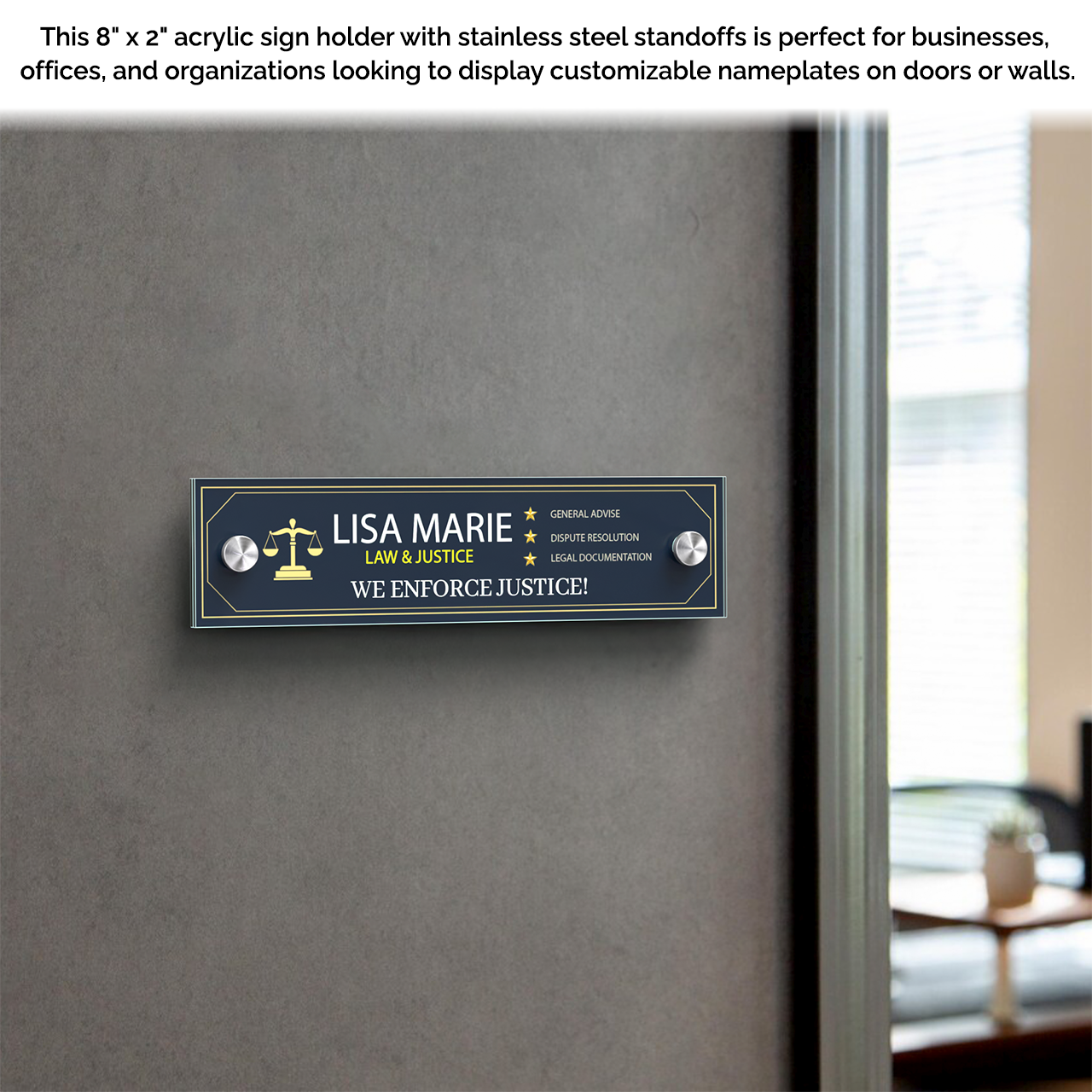 8" x 2" Wall Sign Holder Euro Style With Stainless Standoffs