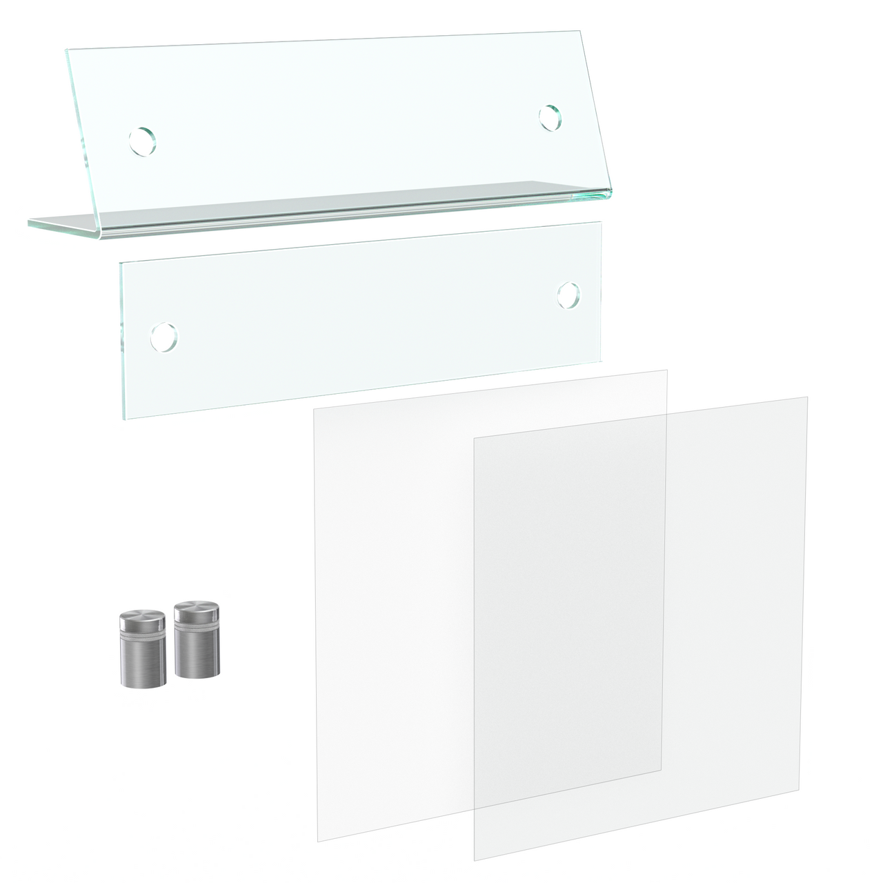 8"W x 2"H Sign Frame Desk Nameplate Slanted with Silver Standoffs