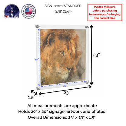 20" x 20" Wall Sign Holder Floating Graphic Poster Display