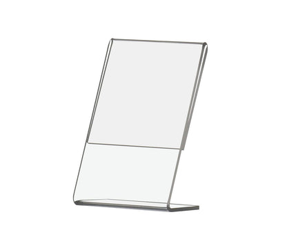 2.25"W x 3.25"H Small Sign Holder Tabletop Slant Back Side Load