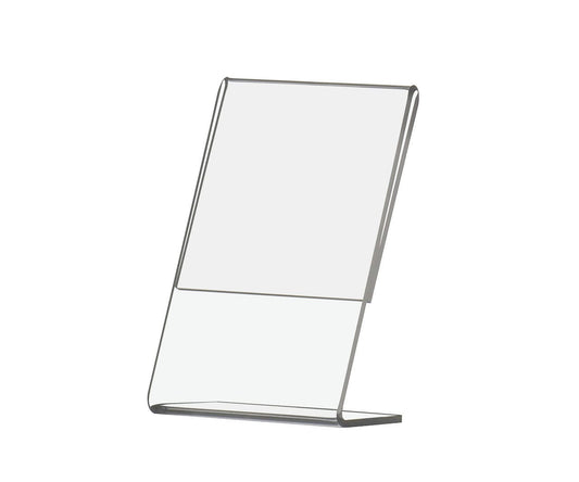 2.25"W x 3.25"H Small Sign Holder Tabletop Slant Back Side Load