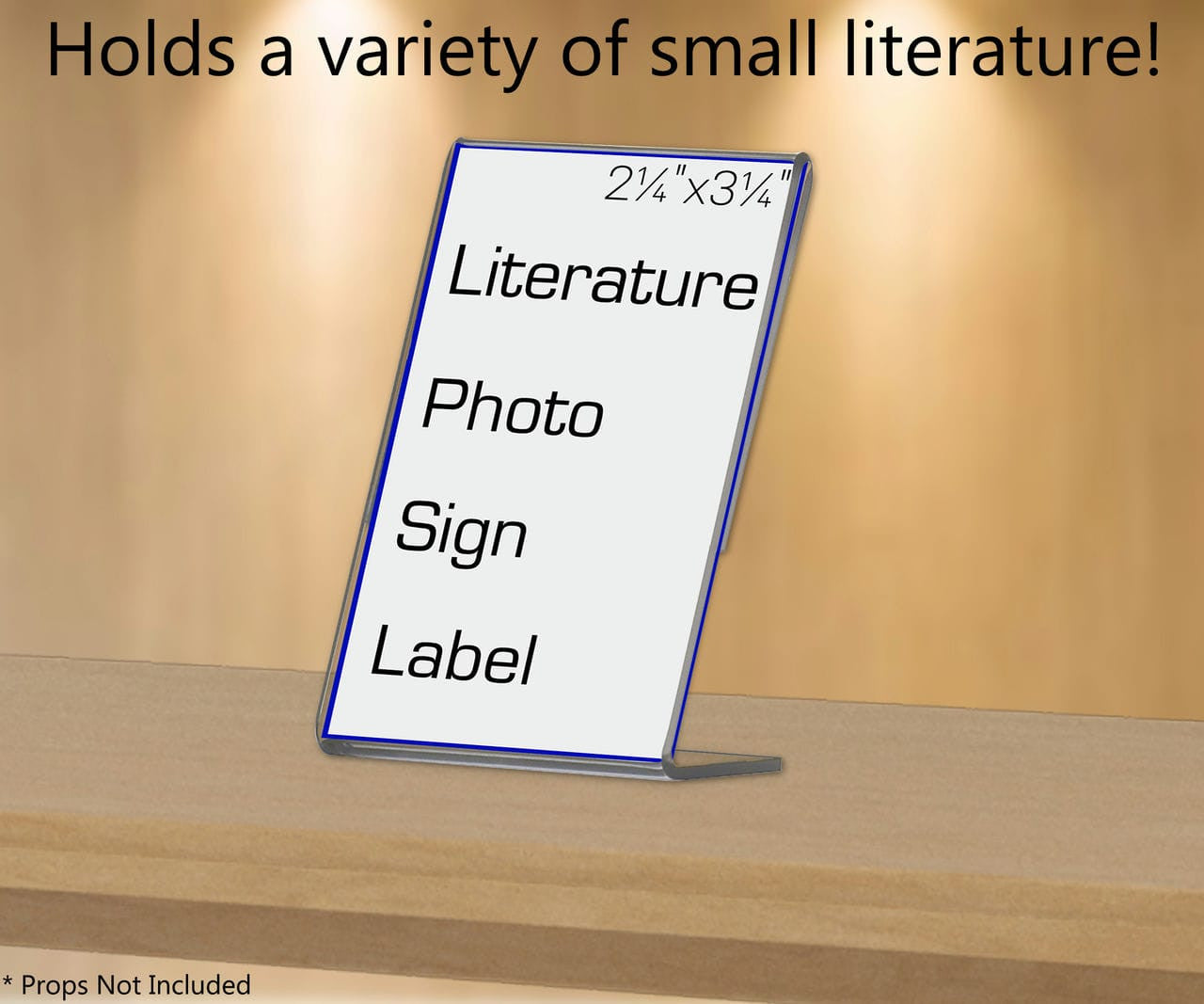 2.25"W x 3.25"H Small Sign Holder Tabletop Slant Back Side Load