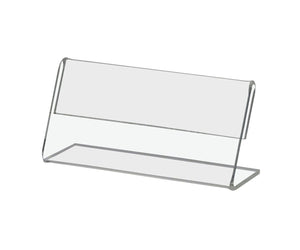 2.5"W x 1.25"H Side Load Acrylic Sign Holder - Slant Back Landscape (Nameplate)