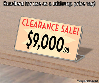 2.5"W x 1.25"H Nameplate Price Tag Holder Side Load Countertop