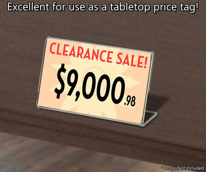 2.5"W x 1.5"H Price Tag Name Label Holder Slant Back Side Load