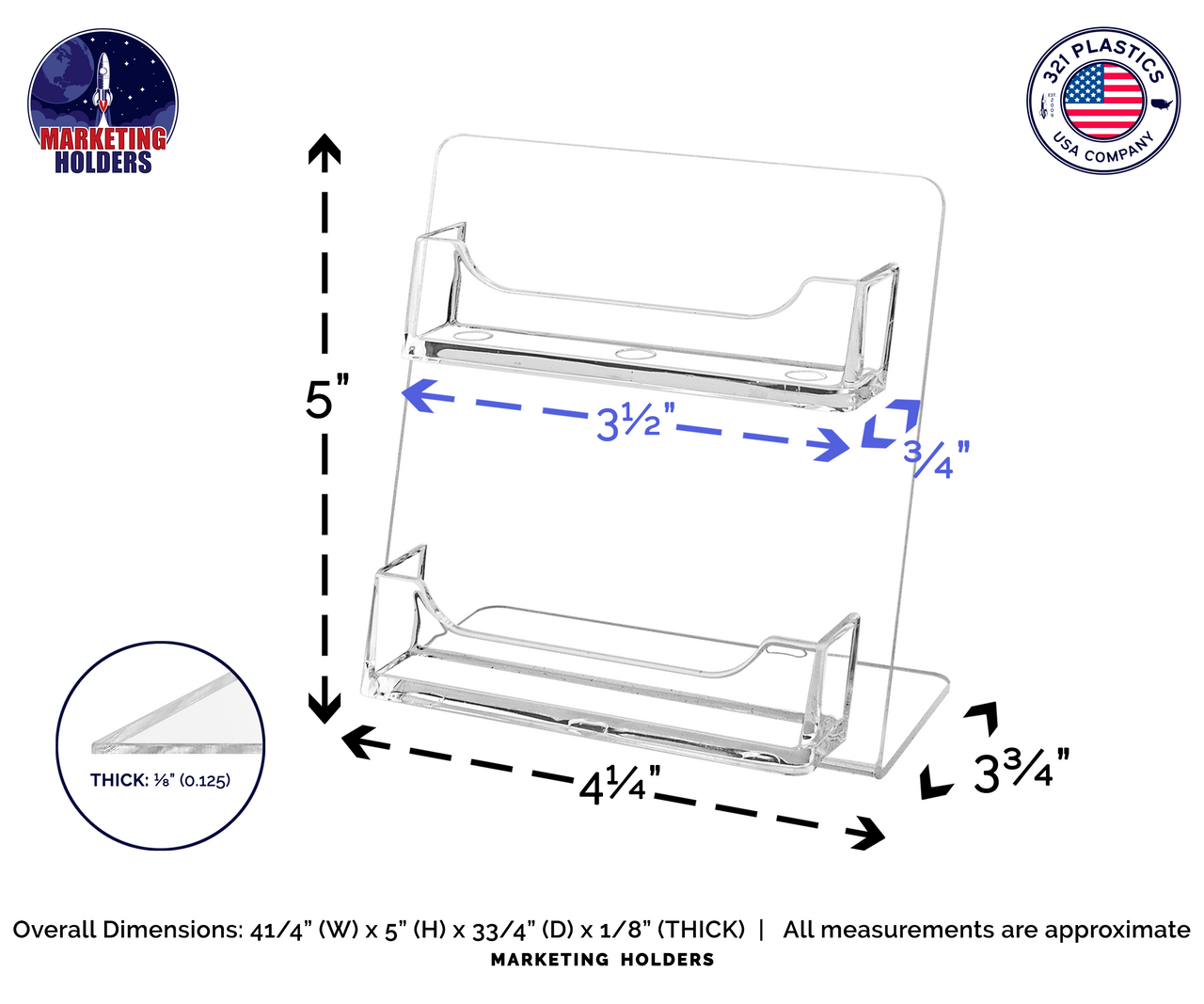 2 Pocket Business Gift Card Display Rack Horizontal Desk Stand