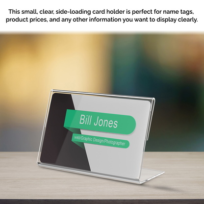3.5"W x 2"H Business Card Holder Slant Back Display Side Load