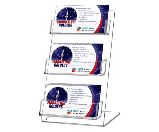 3 Pocket Business Gift Card Display Stand Slant Back Countertop