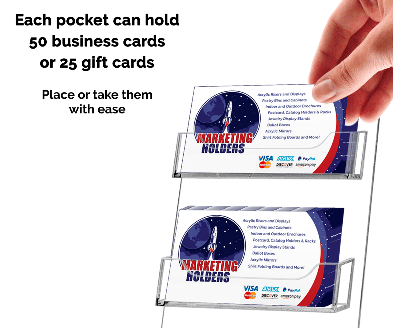 3 Pocket Business Gift Card Display Stand Slant Back Countertop