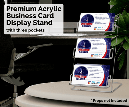 3 Pocket Business Gift Card Display Stand Slant Back Countertop