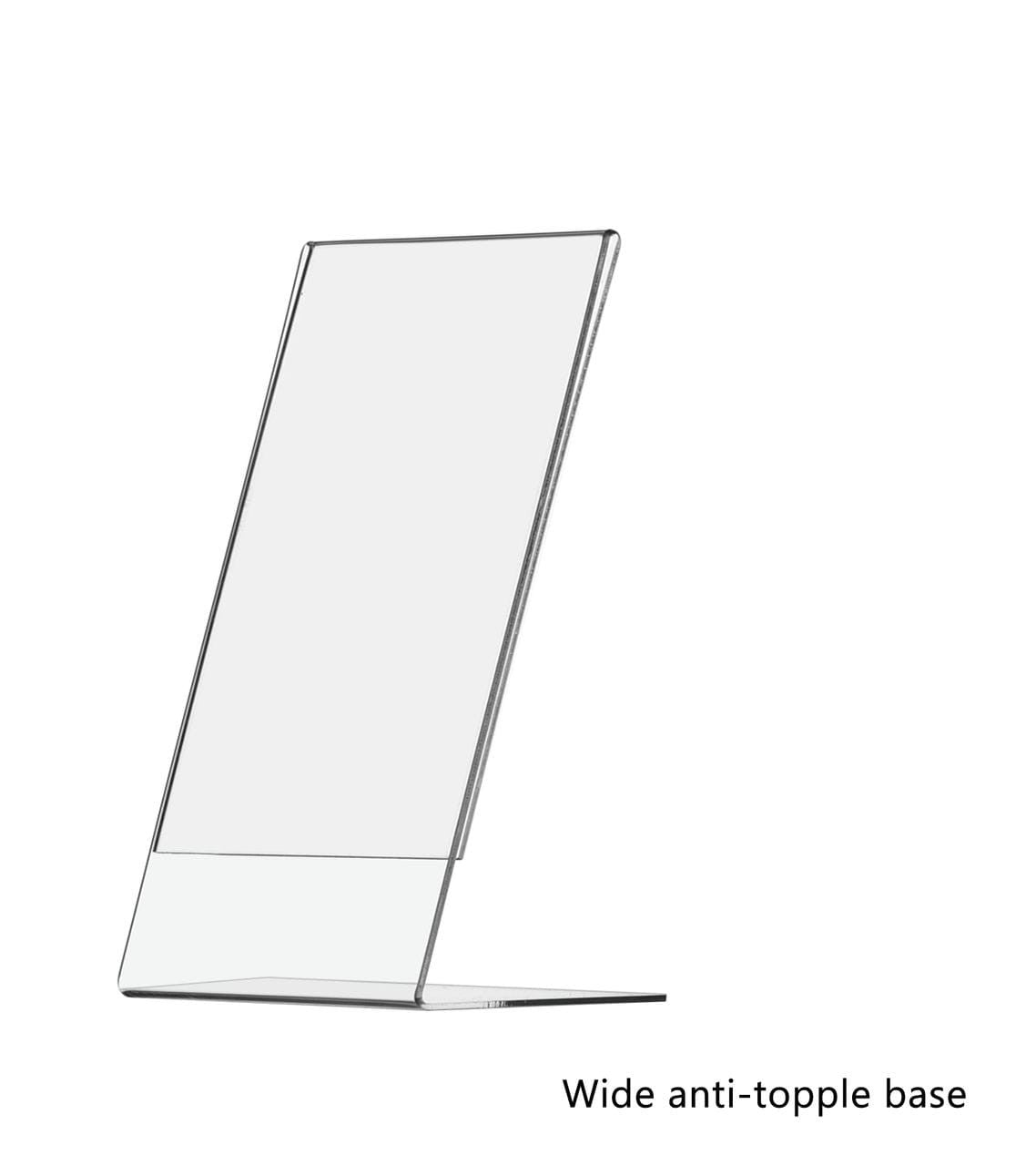 4W x 9"H Acrylic Sign Holder Tabletop Side Load Slant Back Display