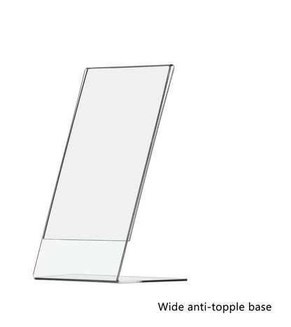 4W x 9"H Acrylic Sign Holder Tabletop Side Load Slant Back Display