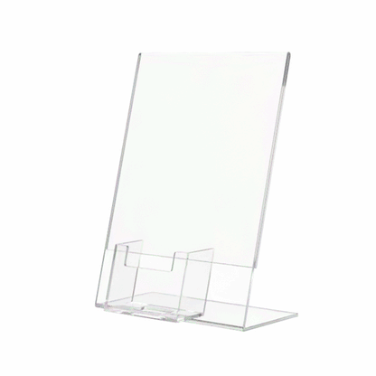 5"W x 7"H Slant Back Sign Holder with Vertical Card Pocket