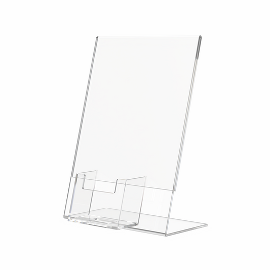 5"W x 7"H Slant Back Sign Holder with Vertical Card Pocket