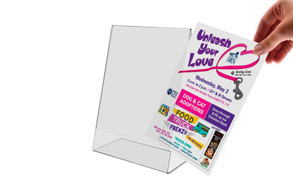 5"W x 7"H Side Load Table Tent Sign Holder Slanted Ad Frame