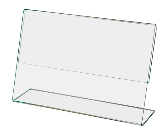 6"W x 4"H Sign Holder Horizontal Slant Back Side Load Stand