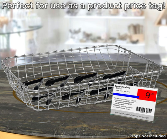 6"W x 4"H Sign Holder Horizontal Slant Back Side Load Stand