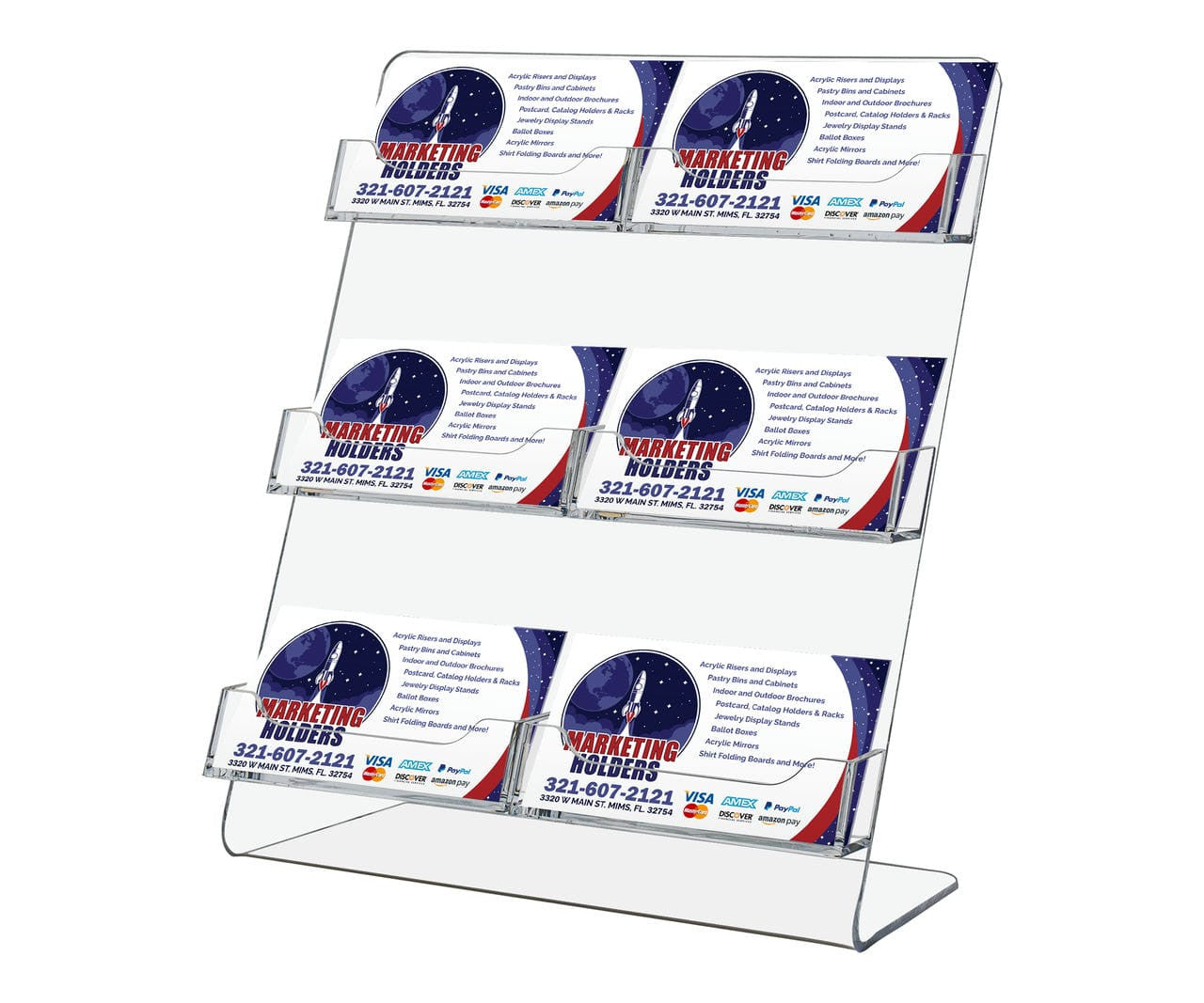 6 Pocket Business Gift Card Display with Slanted Back