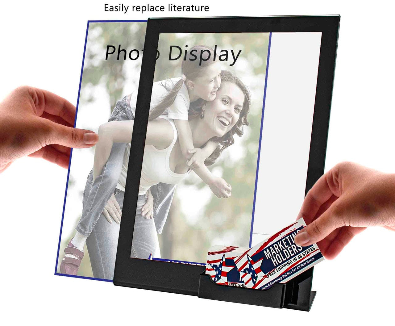 8.5"W x 11"H Unique Black Border Sign Holder with Card Pocket