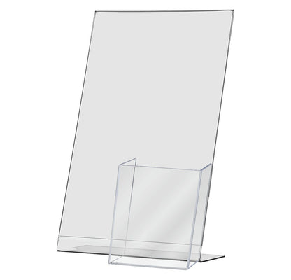 8.5"W x 14"H Tall Advertising Sign Holder with Brochure Pocket