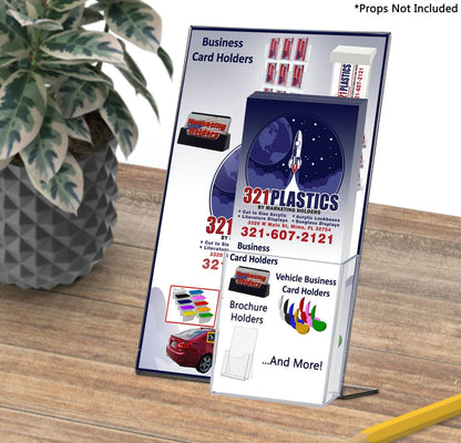 8.5"W x 14"H Tall Advertising Sign Holder with Brochure Pocket